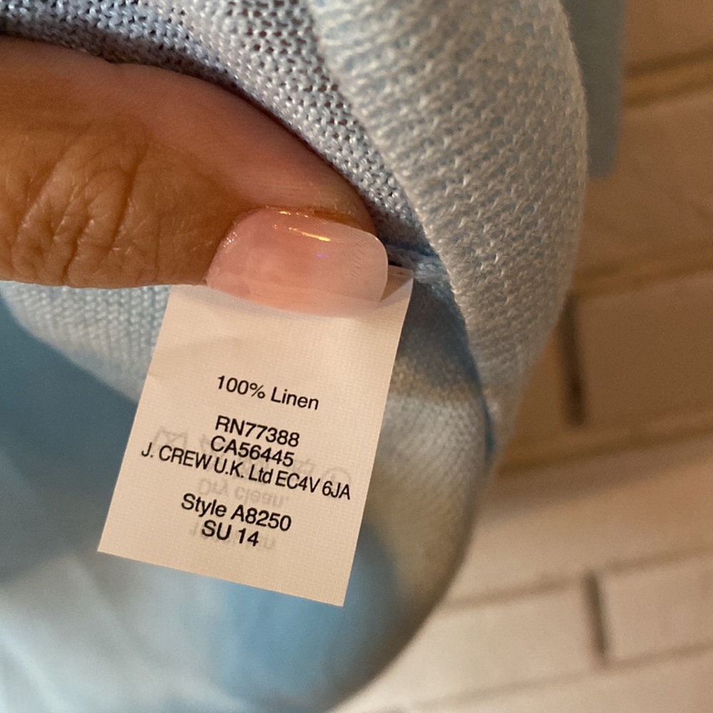J. Crew baby‎ blue linen 3/4sleeve sweater medium - Picture 6 of 6